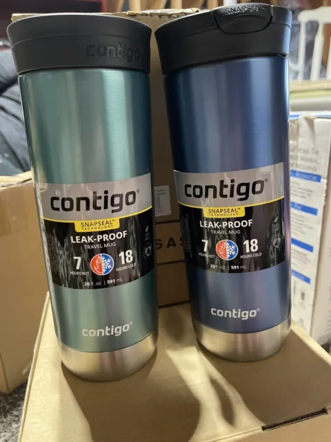 2 Contigo travel mug Colors blue corn and bubble tea