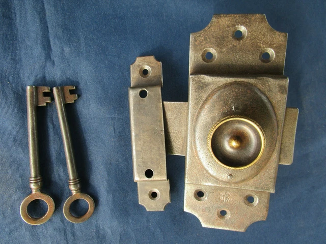 Paire De Serrures à 2 Clés – Fer Plaqué Laiton – Entraxe 22 Mm – Pour Tiroir Meuble