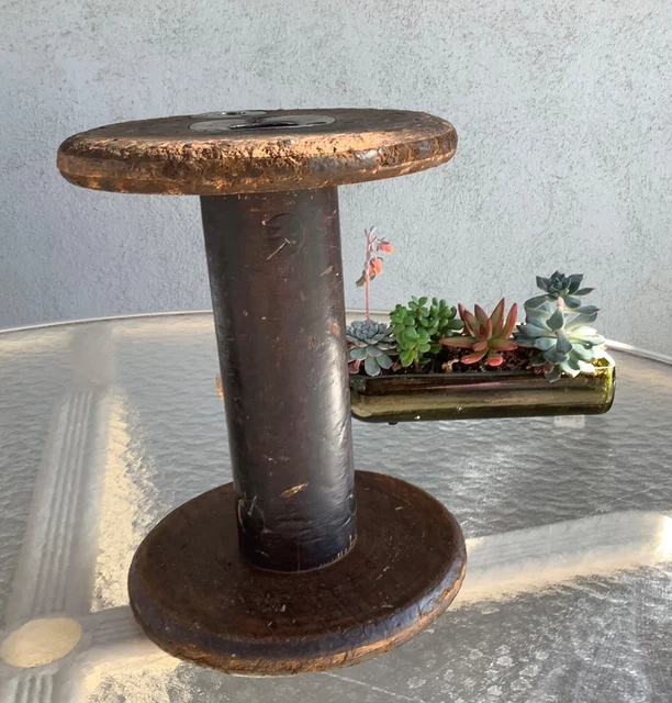 Antique Vintage Wood Metal Large Industrial Primitive Textiles Spool 11” Tall