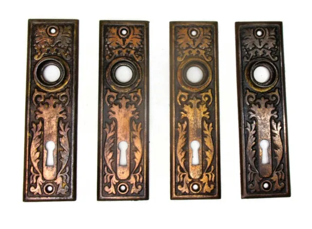 4 Antique Vintage Victorian Eastlake Ornate Backplates Door Plates Reclaimed