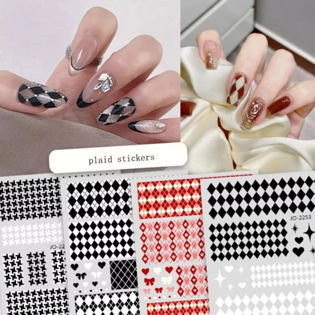 Nail Decal Nail Sliders Rhombus Plaid Black /White Nail Sticker Nail Foils #
