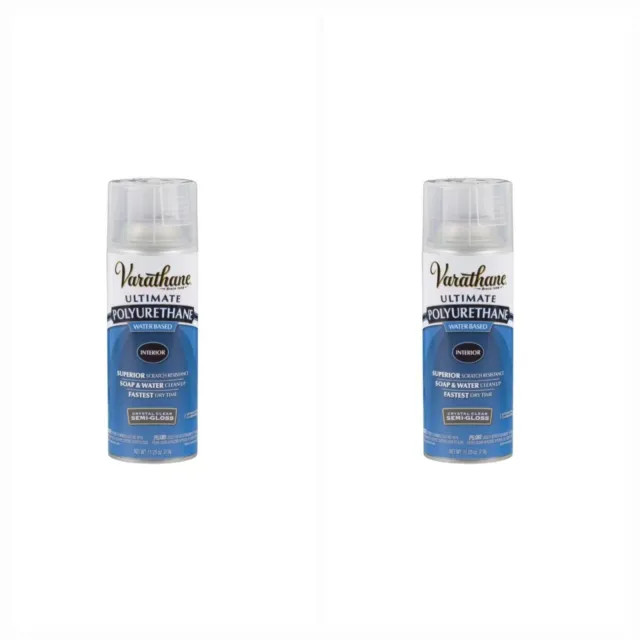 ( 2 Pack ) Varathane Semi Gloss Water Based Polyurethane Spray Paint 11.25 oz