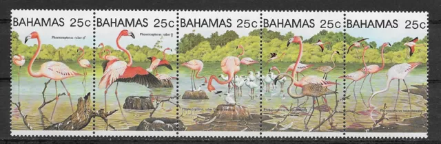 Bahamas , 1982 , Flamingoes , Strip Of 5 Stamps , Perf , Vlh , Cv$13