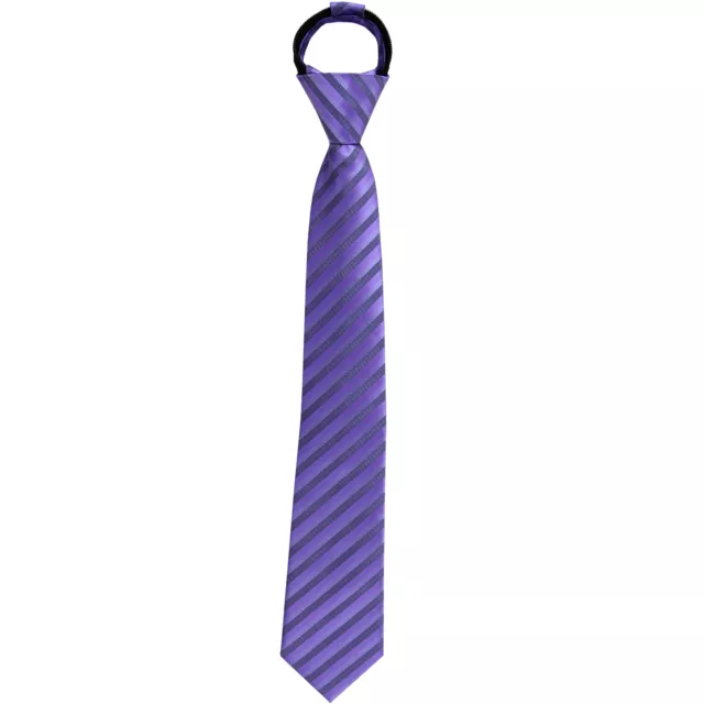 New Kids Boys Zipper Adjustable Pre-tied Necktie Lavender tone on ton stripes