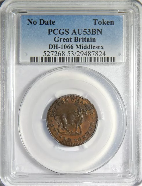 1790's D&H-1066 Middlesex Pidcock's Conder Token PCGS AU-53