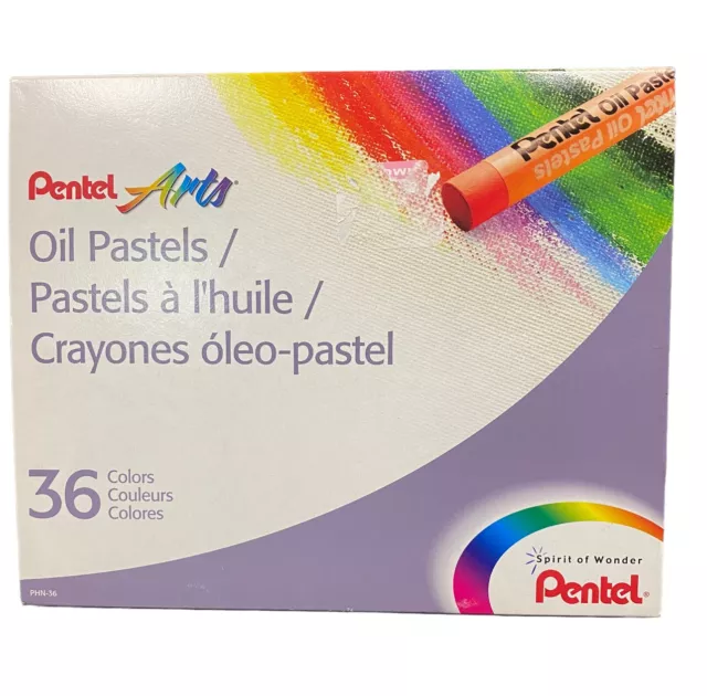 Juego de 36 piezas de pasteles al óleo vintage Pentel Arts artista en caja suministros ligeramente usados