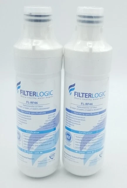 Lote de 2 filtros filtro de agua para refrigerador Logic FL-RF46 se adapta a LG LT1000P