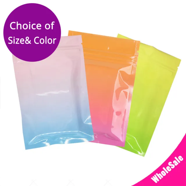 Multi-Size&Color Glossy Foil Mylar Flat Zip Lock Heat-Sealable Bag w/Tear Notche