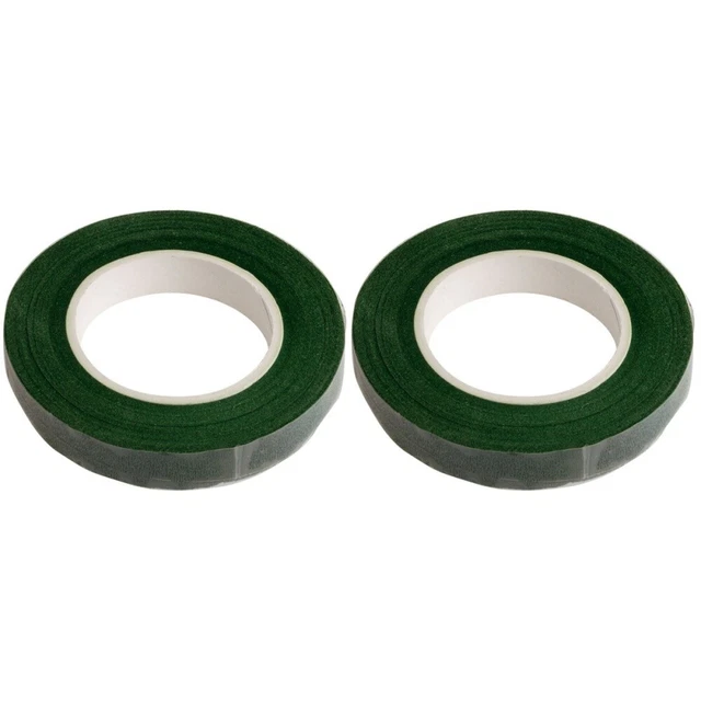 2 piezas cintas de flores de ancho verde oscuro cinta de embalaje de pegamento para ramo tronco envoltura