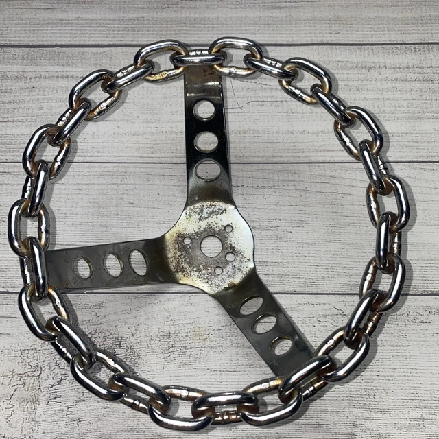 Lowrider Bicycle Chain Steering Wheel - Chrome Plated, Part #236101