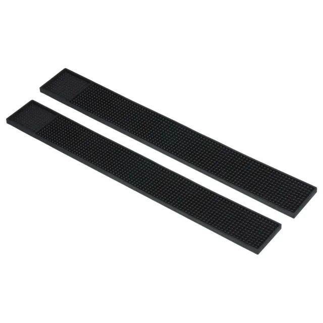 2Pcs PVC Bar Mats 23.6x3x0.5" Non-Slip Bar Service Cup Mat Spill Mat Black