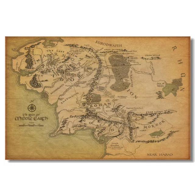 Map Of Middle Earth Map The Lord Of The Rings Movie Silk Poster 12x18 24x36 inch