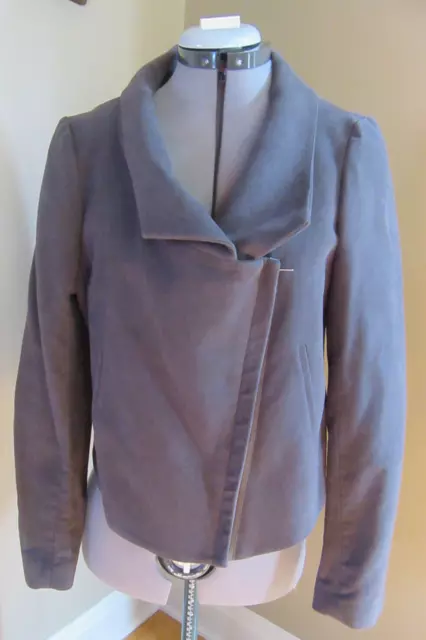 NWT Helmut Lang Jacket Womens Gray Cotton Cropped Rounded Hem Size M