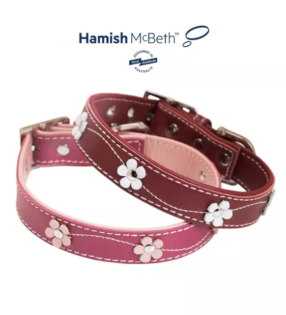 HAMISH MCBETH LUXURY Designer Lucy Dog Collar Pink Red Real