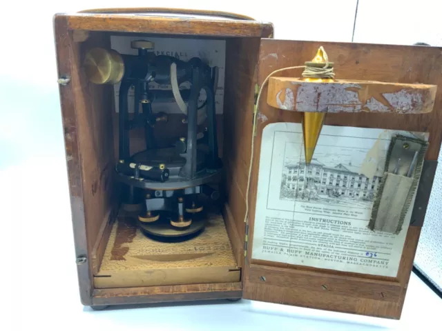 Antique 1903 Buff and Buff Theodolite Transit In Box With Original Wood Tripod