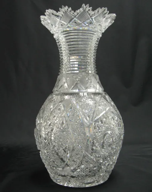 Antique ABP American Brilliant Period Cut Crystal Balustrade Shaped 12" Vase