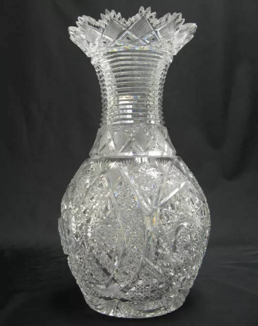 Antique ABP American Brilliant Period Cut Crystal Balustrade Shaped 12" Vase