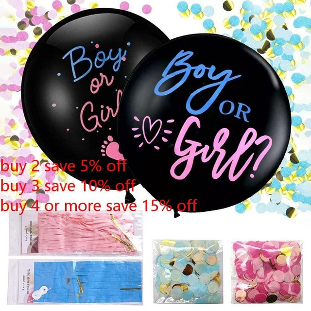 Ballons/Latex Confetti-Ballon 'Boy Or Girl' Blaue Füllung:60 Cm, Blau