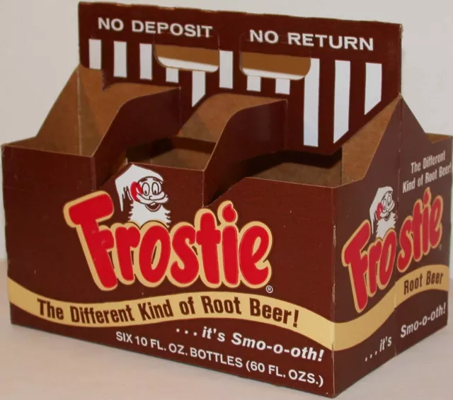 Vintage soda pop bottle carton FROSTIE ROOT BEER with elf pictured new old stock