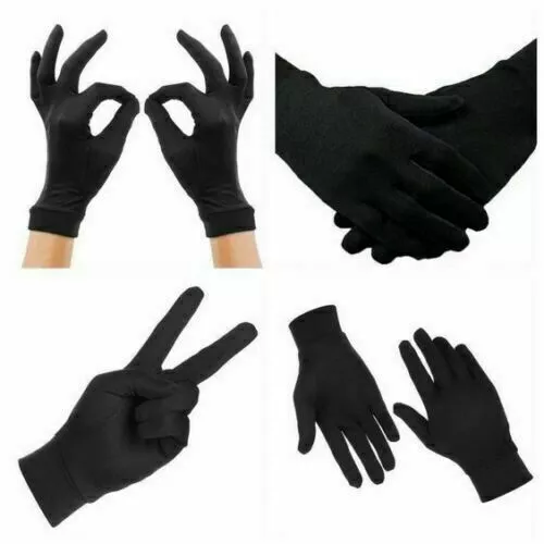 Thin Lycra Silk Liner Gloves Walking Thermal Ski Inner Cycling Motorbik UK BLACK