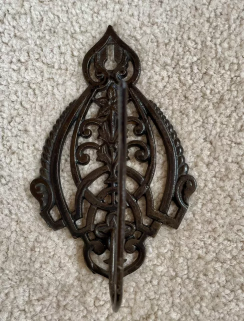 Vintage Cast Iron Wall Mount Receipt Paper Bill Spike Hook Holder Ornate