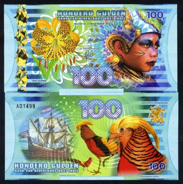 Netherlands Indies (Indonesia), 100 Gulden, 2016, Polymer, UNC - Boy, Sailboat