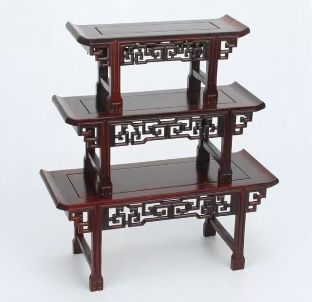 Natural Rosewood Rack Miniature Shelf Stand Pot Bonsai Statue Table Display Base