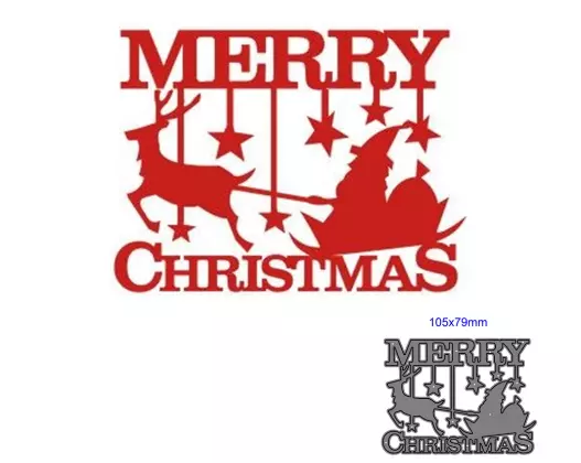 Merry Christmas, Santa, Sleigh, Reindeer, Hanging Stars Metal Cutting die (XD 9)