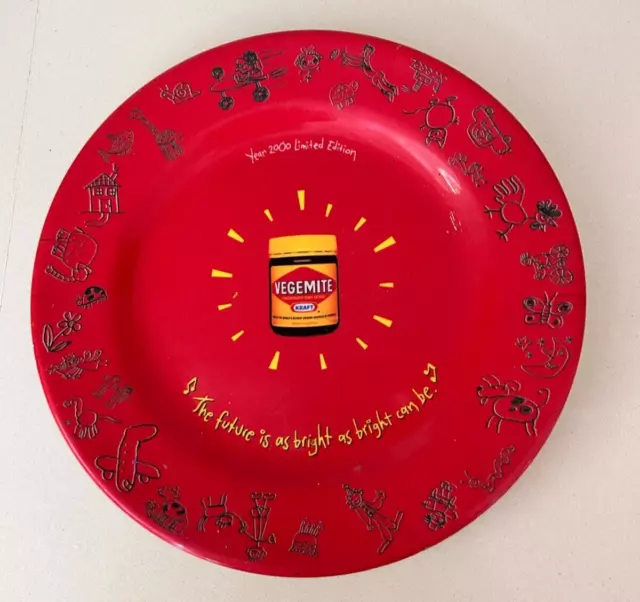 Vintage Vegemite Plate 2000 Red Melamine Limited Edition 23cm