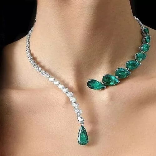 Syn Emerald Front Open Necklace For Her 925 Sterling Silver Auction Luxe Jewelry