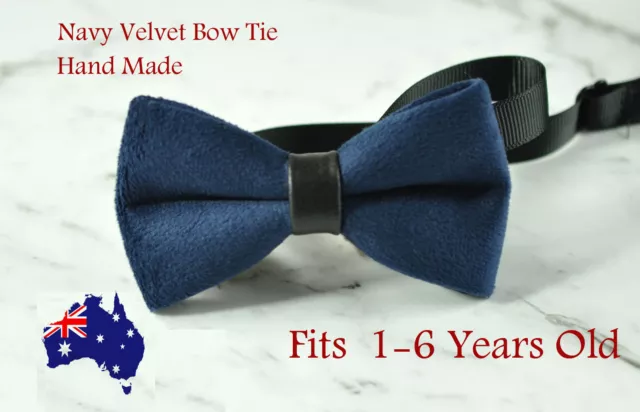 Baby Kids Boy Navy Blue Velvet Bowtie Bow Tie 1 to 6 Years Old Wedding Party