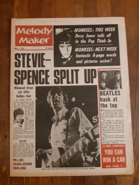 Melody Maker Newspaper March 4th 1967 Spencer Davis Group split