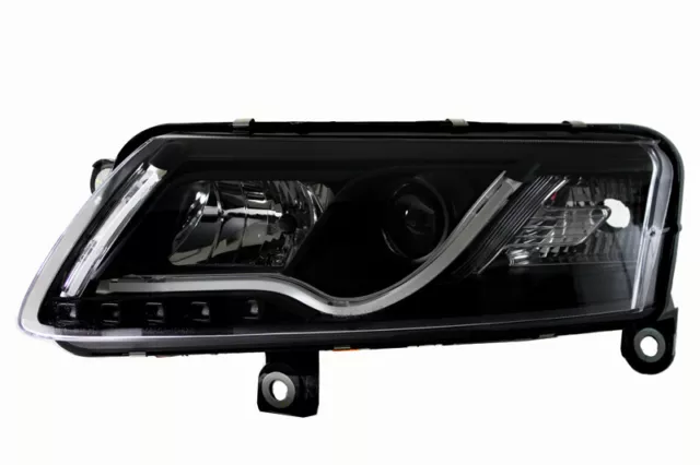 Scheinwerfer Light Tube Set für Audi A6 4F Bj. 04-08 Schwarz Tagfahrlicht Optik 3