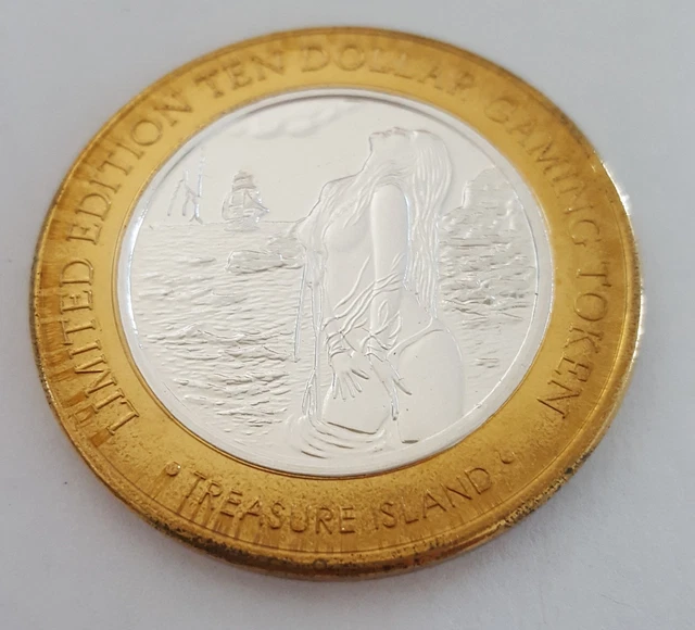 LIMITED EDITION 2004 Treasure Island $10 Gaming Token .999 Fine