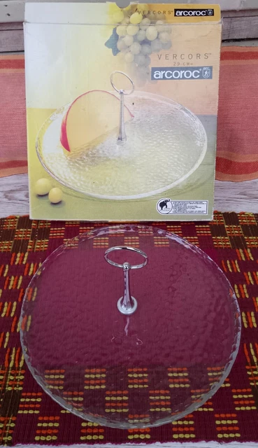 Grand plateau / plat à fromages et sa cloche. Verre Arcoroc France, années 80, superbe état - Arts de la table
