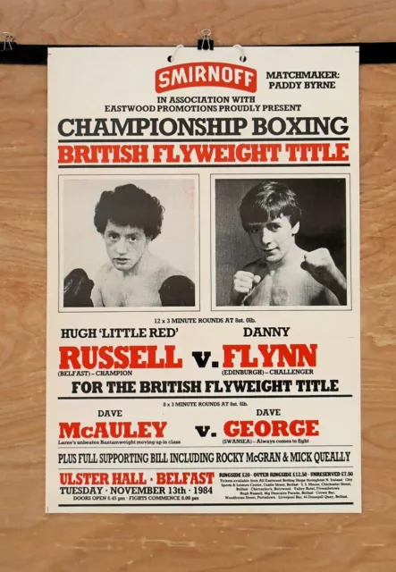 HUGH RUSSELL vs. DANNY FLYNN : Original Onsite Boxing Fight Poster 10D