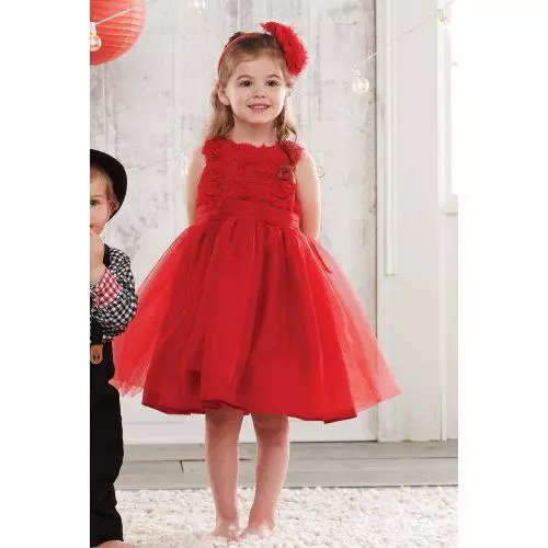 Mud Pie Baby Girls' Red Rosette Party Dress