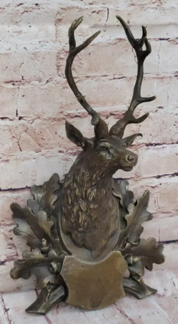 Artistic Bronze Wall Hanging Statue of a Regal Deer Buck Stag for Home Decor