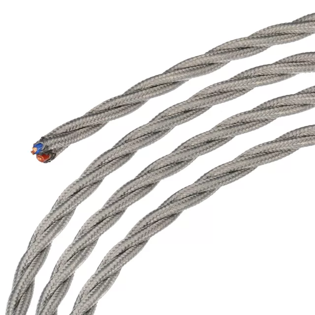 Twisted Cloth Covered Wire 3 Core 18AWG 5m/16.4ft,Electrical Cable,Grey