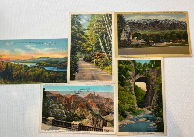 Lots Of 5 Vintage Postcards- Scenic Views Around The US.