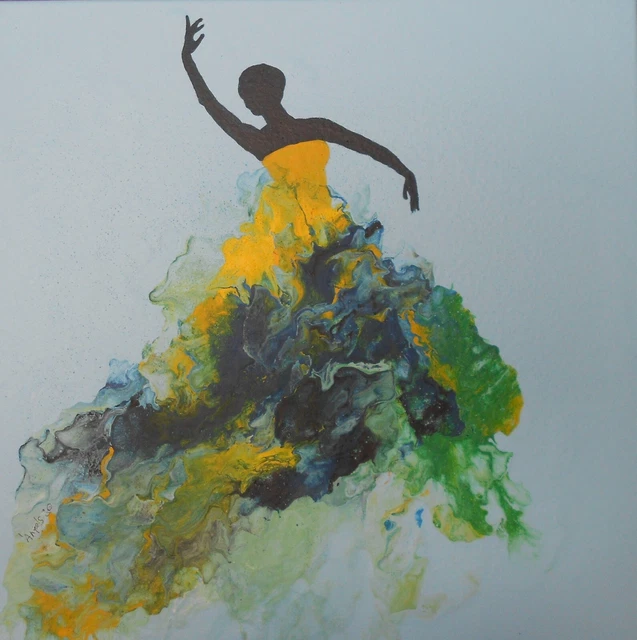 Pintura hecha a mano técnica pouring.Colección bailarina 99. Medidas 40x 40 cm.