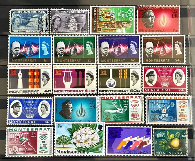 UK GB British Colony Montserrat Lot of 20 stamps MNH / MH*/used lot 13