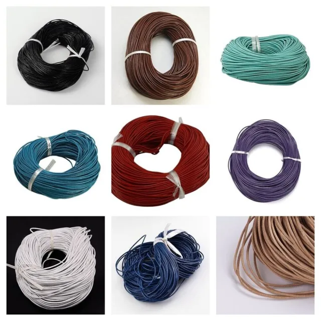 1-2-5-10 M Real Leather GENUINE ROUND COWHIDE String CORD Choose Color  1mm dia