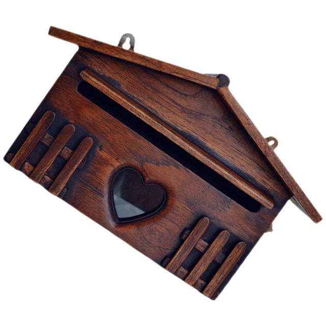 Villa Montaje en Pared Buzón Estilo Vintage Madera Sugerencia Estuche Exterior Buzón