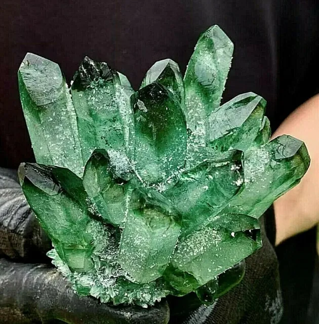 New Find Green Phantom Quartz Crystal Cluster Mineral Specimen Healing 3