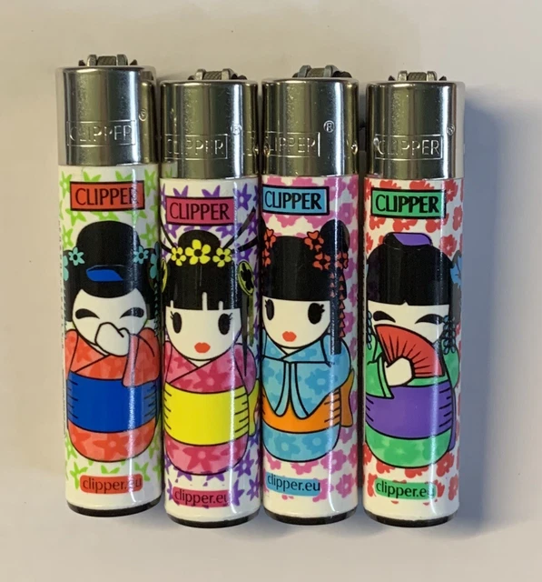 4 CLIPPER LIGHTERS. Genuine Clipper geisha Girl Lighters. 4 CHEAP