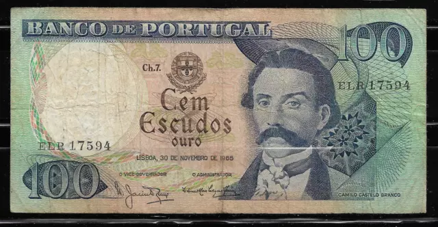 Portugal, Escaso Billete De 100 Escudos.1965. Camilo Castelo Branco