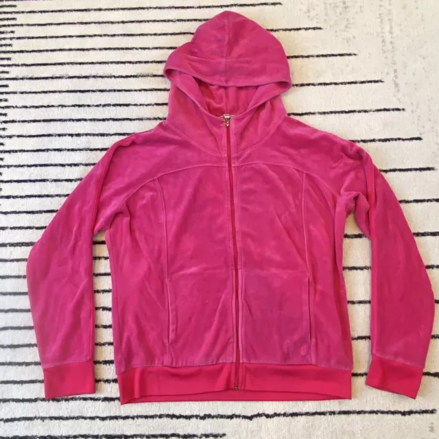 Vintage Juicy Couture Velour Full Zip Long Sleeve Jacket Women's Size XL Pink