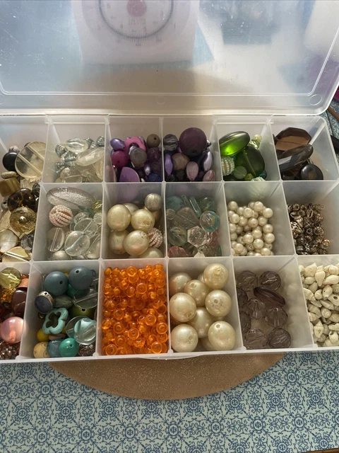 Storage Plastic Wham Box Full Of Mixed Beads Jewellery Making Crafts Glass Etc