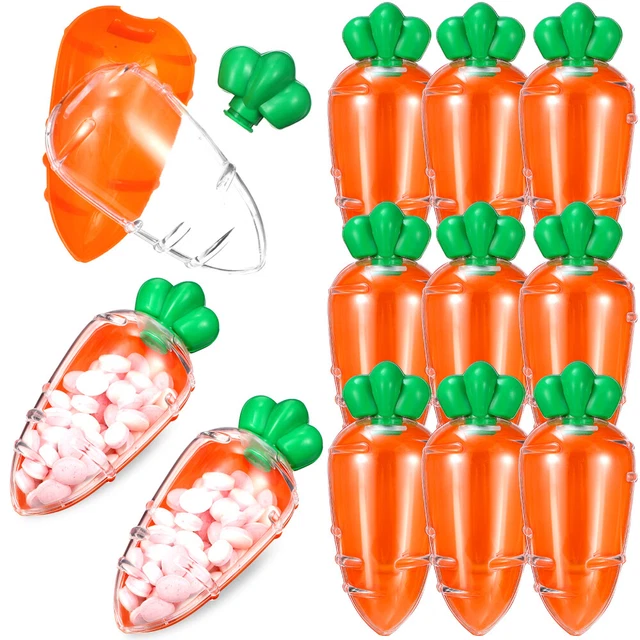12 pcs Boîtes de bonbons en forme de carotte Boîtes-cadeaux en plastique Bolles